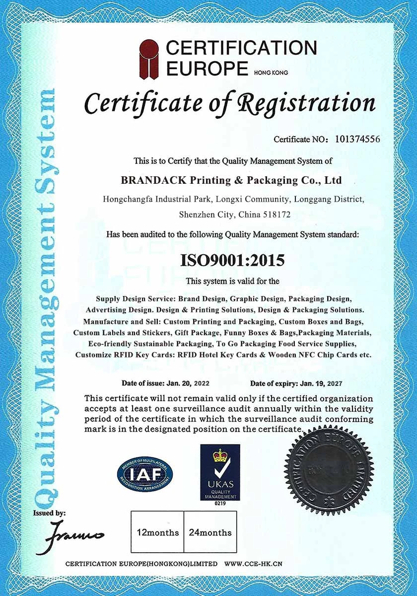 Certificat d'enregistrement du syst&egrave;me de gestion de la qualit&eacute; ISO&nbsp;9001&nbsp;:&nbsp;2015